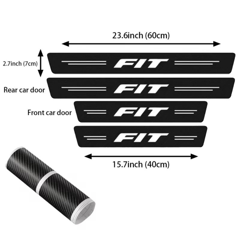 4pcs Car Sill Pedal Rear Bumper Protection Stickers for Honda FIT Logo 2021 2020 2019 2018 2017 2016 2015 2014