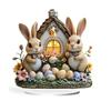 Easter Egg Bunny Ornament 2D Flat Acrylic Decoration Cartoon Rabbit Colored Egg Desktop Ornament for Bookshelf Mantel TV Stand