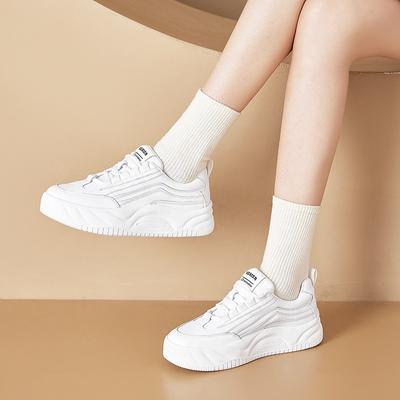 Осенние кожаные кроссовки на платформе для женщин, спортивная обувь, женские повседневные маленькие белые туфли в цвет, обувь для студенток