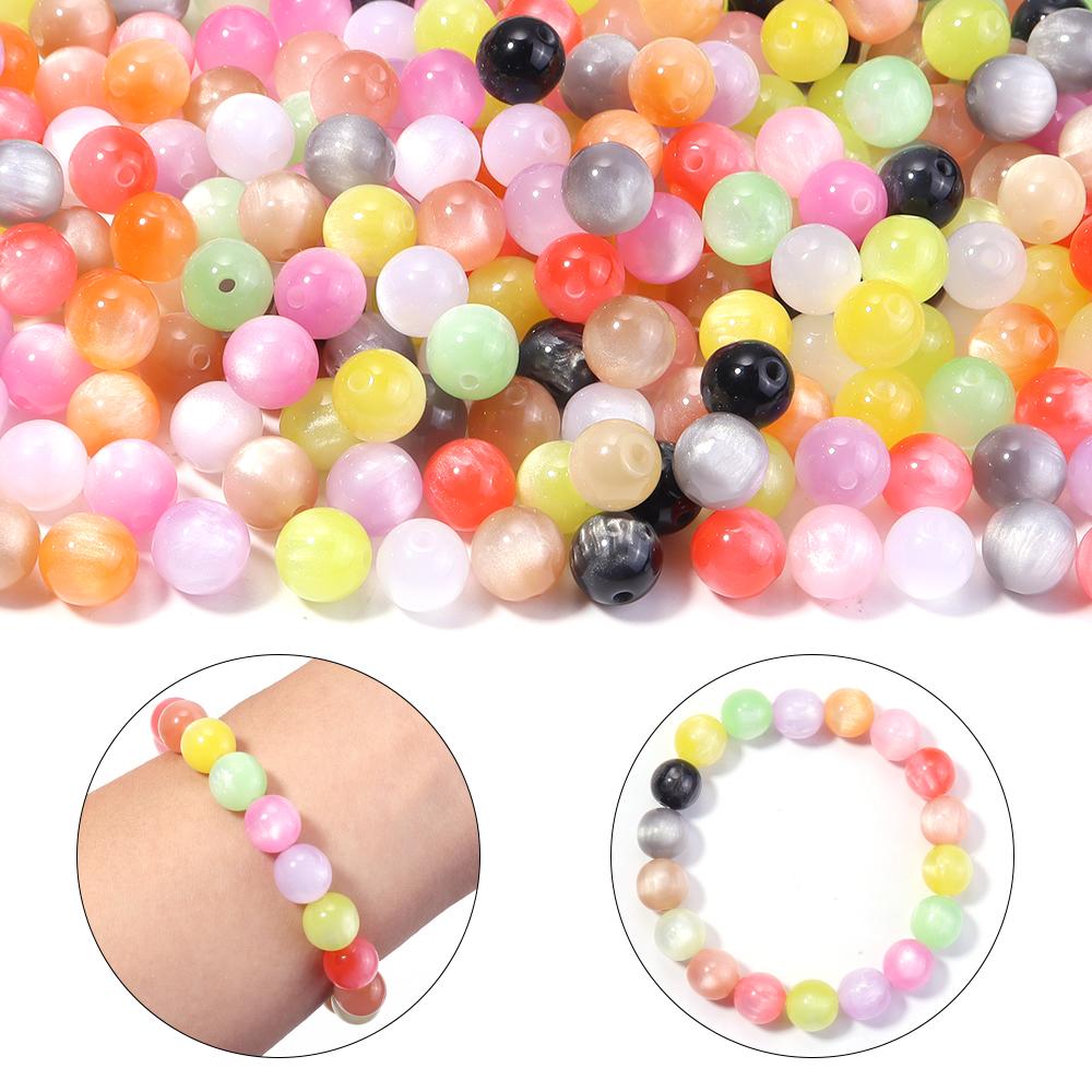 20-50pcs/lot 8 10 12mm Gradient Color Imitation Cat Eye Beads Loose Resin Round Beads For DIY Charms Earrings Bracelet Accessory