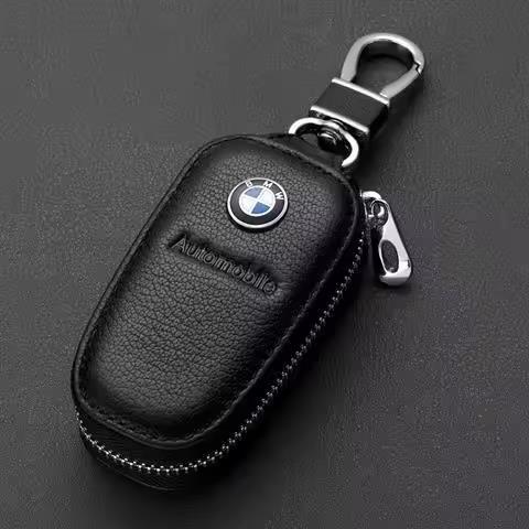 WSQK5 Leather Car Key Bag Multifunction Organizer Wallet For BMW M Power Performance E90 E91 E92 E93 X1 X3 X5 X6 M3 M5 F18 E63 Sticker