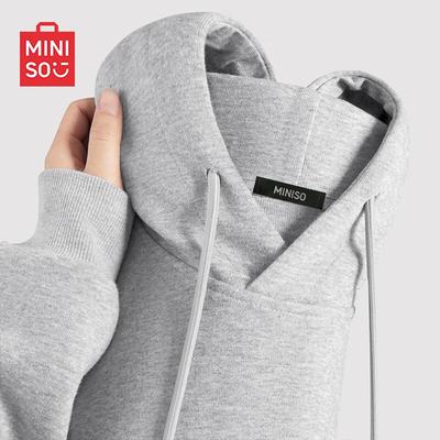 Толстовка с капюшоном MINISO для мужчин, однотонная, утяжеленная