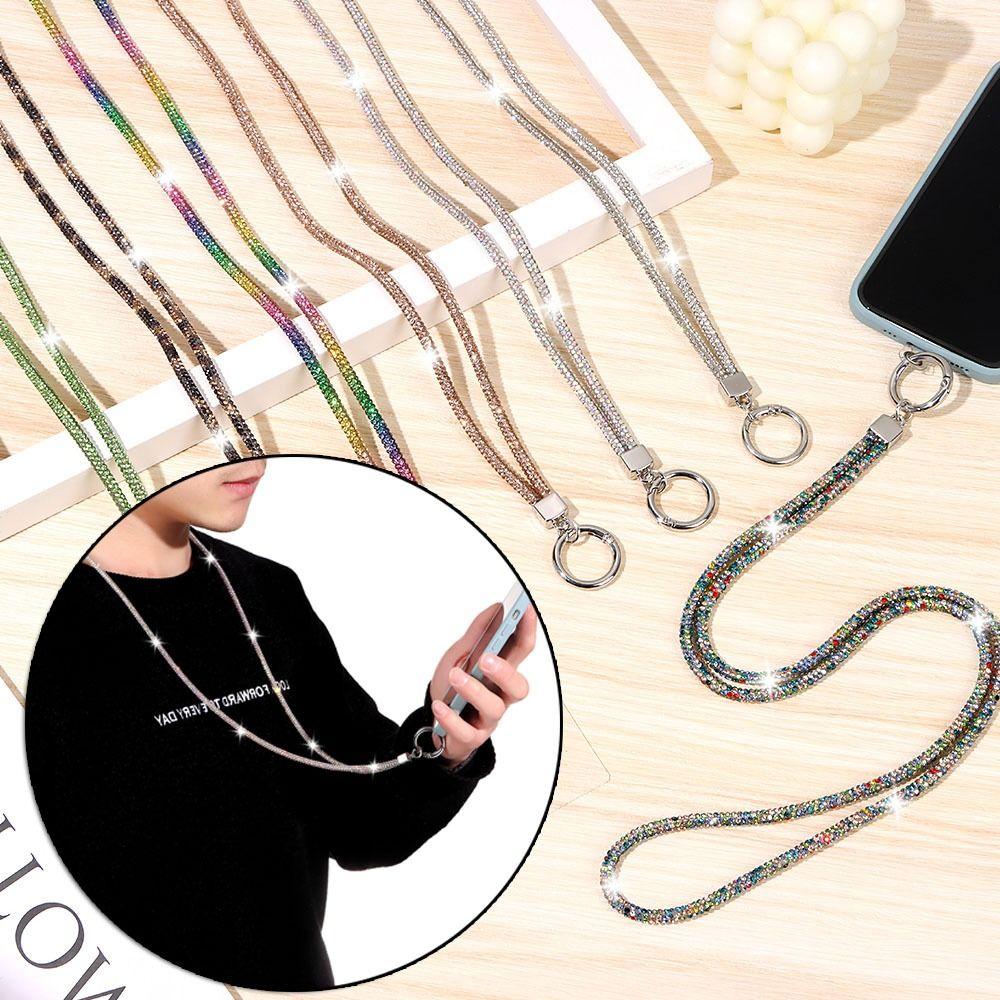 Luxury Keychain Bling Bling Hanging Cord Rhinestone Phone Lanyard Crystal Anti-lost Rope Chain Straps