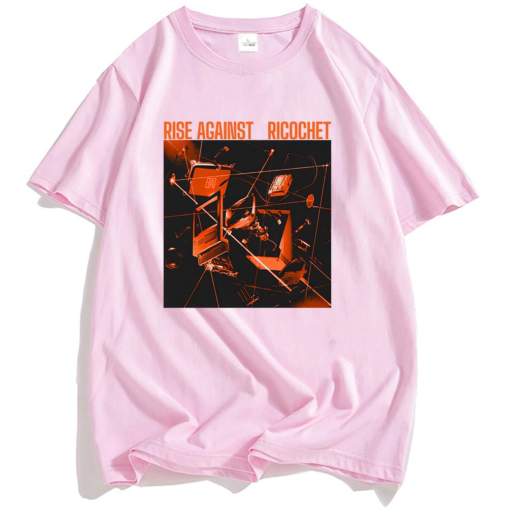 Футболка с обложкой альбома Ricochet RISE AGAINST Футболки рок-группы Повседневная футболка с коротким рукавом для мужчин Унисекс Хип-хоп Уличная одежда Мужские футболки