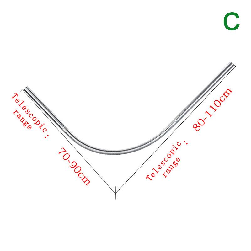 Extendable Curved Shower Curtain Rod Silver L Shaped Stainless Steel Shower Curtain Poles Punch-Free Bathroom Curtain Rail 3Size