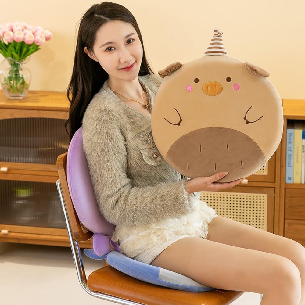 Cartoon Animal Dog Cat Chair Cushion Thick Sofa Pillow Plush Toy  For Office Student Dormitory Car