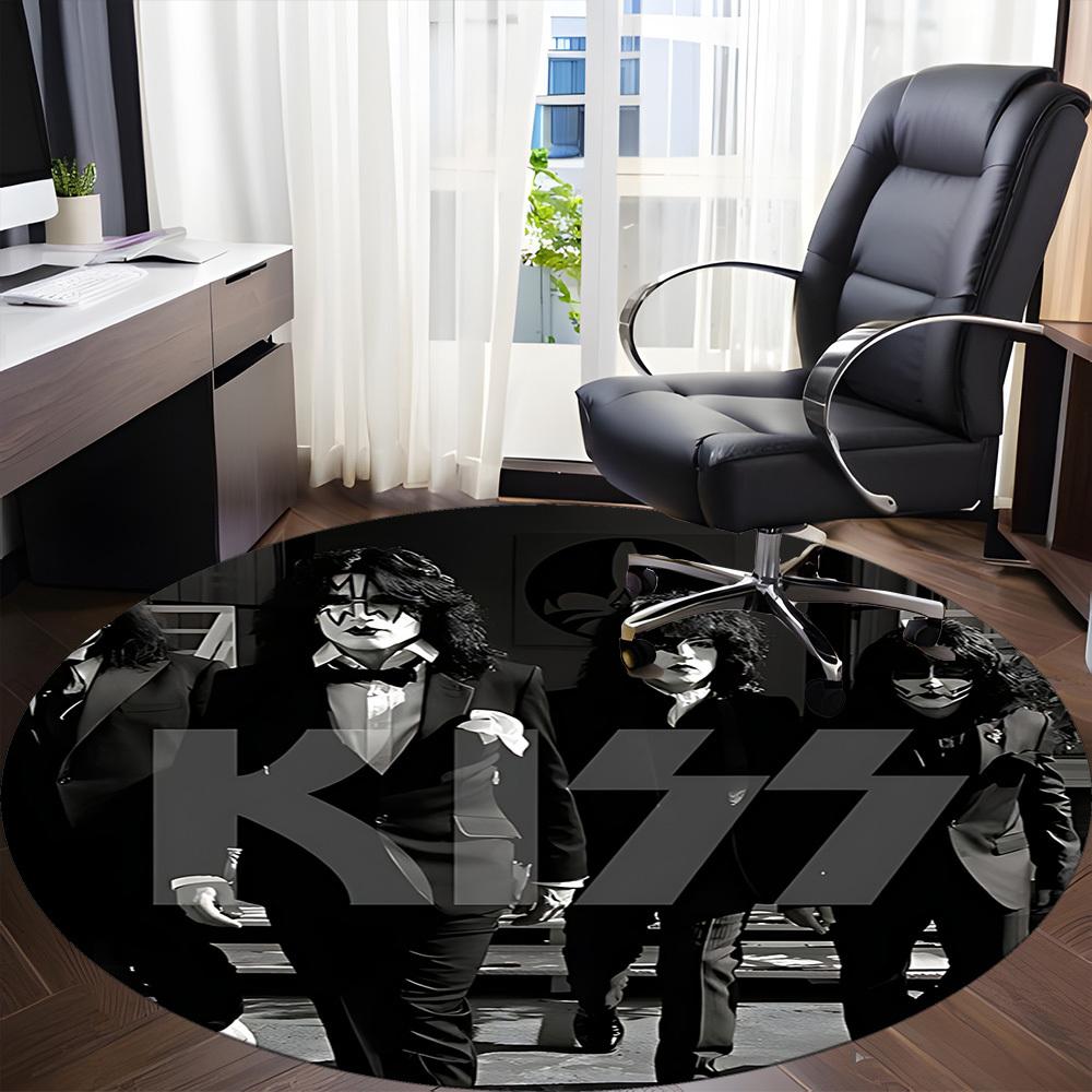1 шт. Круглый ковер с логотипом группы KISS для офиса, под офисные стулья, спальни, гостиной, домашний декор a1016305