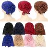 1Pc Women Elasticity Turban Hat Headwear Muslim Fashion Nail Drill Chiffon Hat Pullover Cap