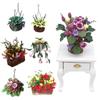 Садовые кукольные аксессуары Цветочная подвесная корзина Миниатюрная зелень в горшках Кукольный домик Цветок Бонсай