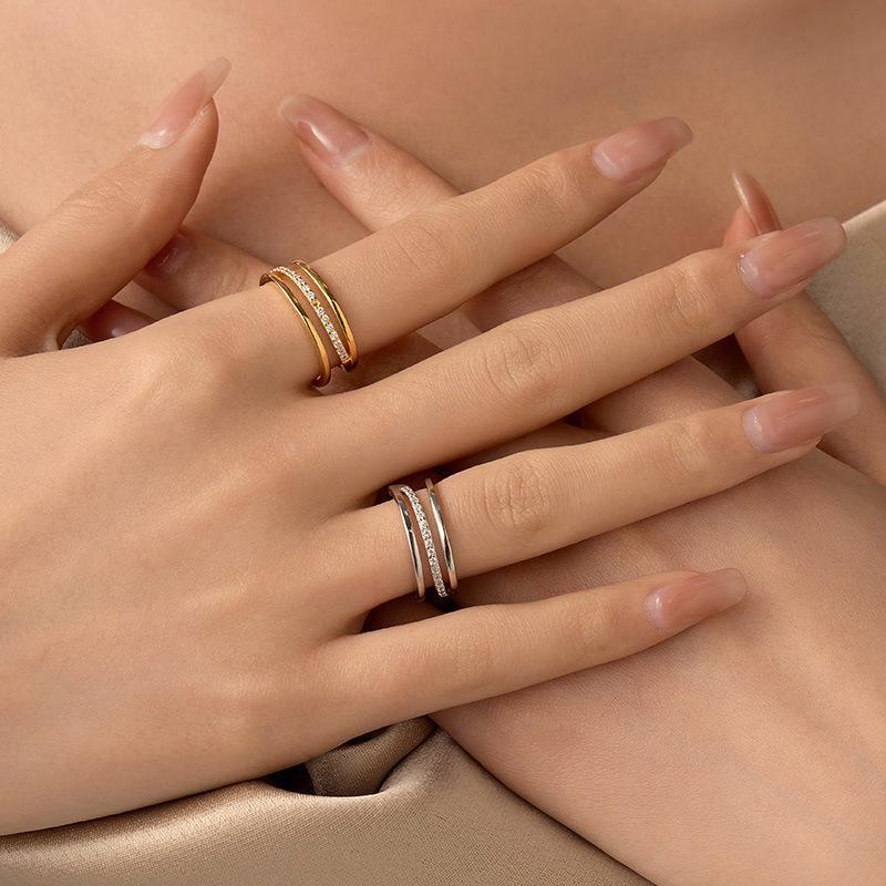 Кольцо Banyan Tree S925 Silver с тремя слоями бриллиантов, регулируемое для женщин