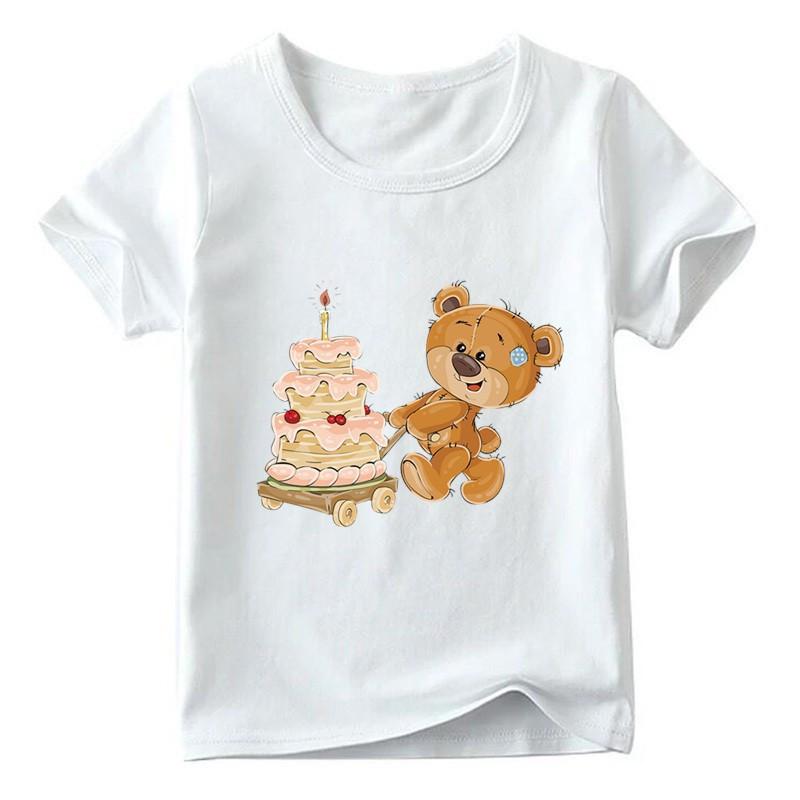 Unisex Childrens Cartoon Bear TShirt Short Sleeve round Neck Numbers 112 Years Old Kids Casual Fashion Clothing