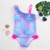 Baby Girl Mermaid Fish Scale Print Swimsuit One-Piece Swimwear Toddler Bathing Suit Beach Outfit