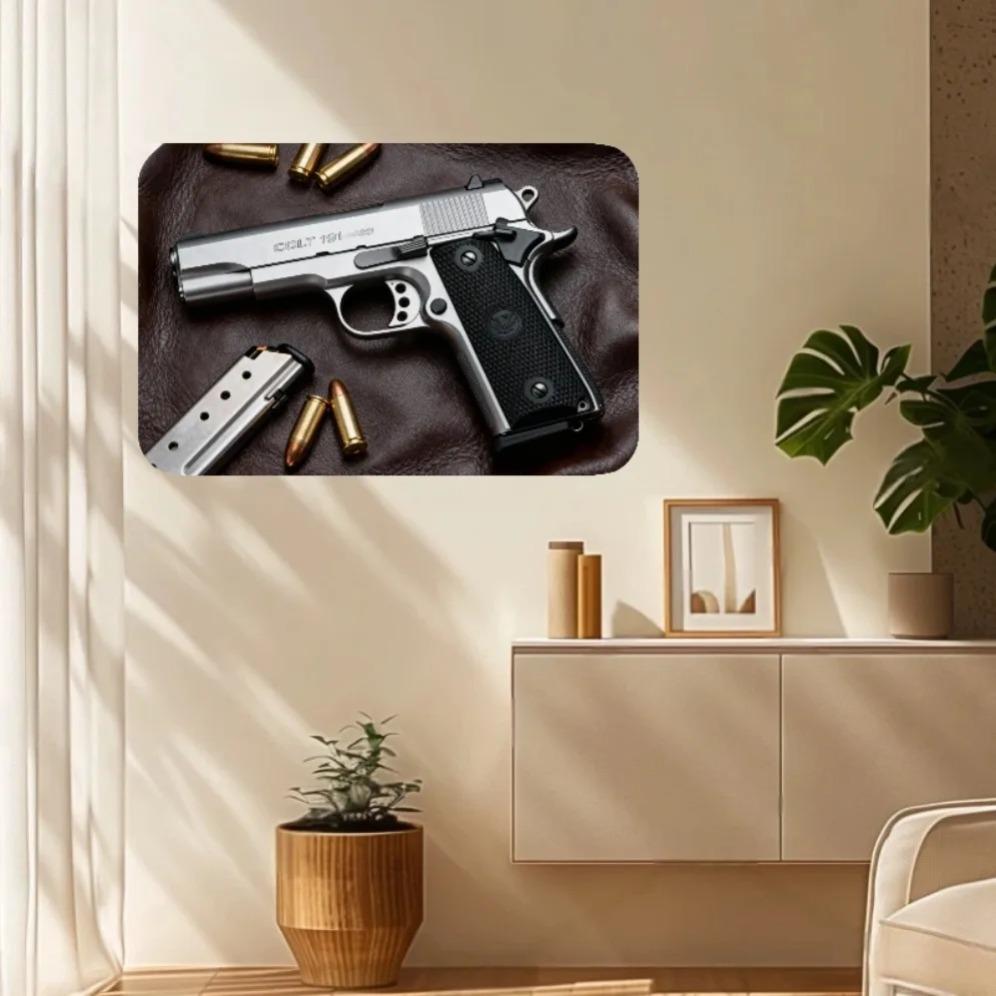 Винтажный металлический постер Colt 1911 Пистолет Ретро Настенное искусство для мужской пещеры Бара Гаража