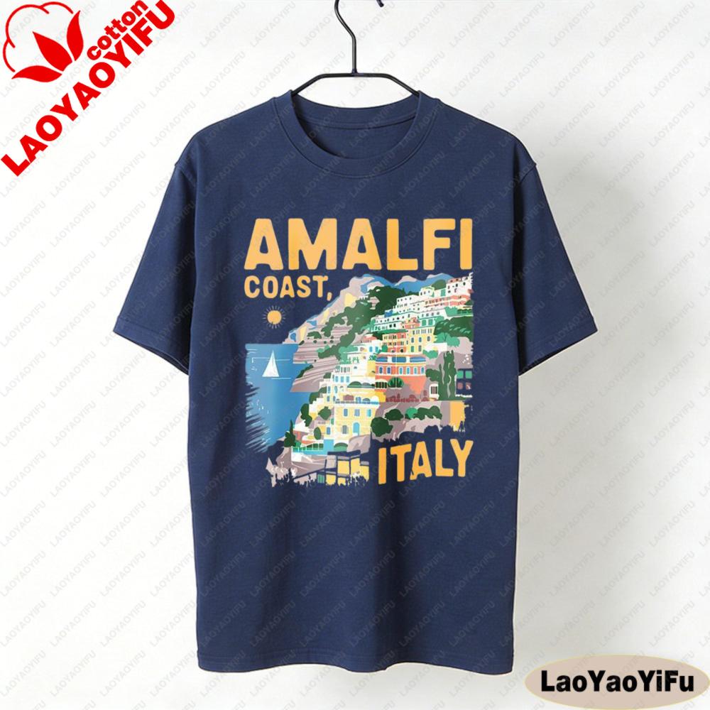 Amalfi Coast Shirt Italy Coastal Adventure TShirt Italian Beach Resort Clothing Unisex Daily Life Fashion Casual Cotton Tee Tops