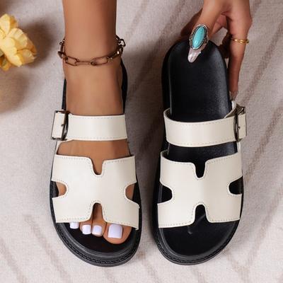 Женские летние классические противоскользящие тапочки с открытым носком и узором «елочка» на плоской подошве