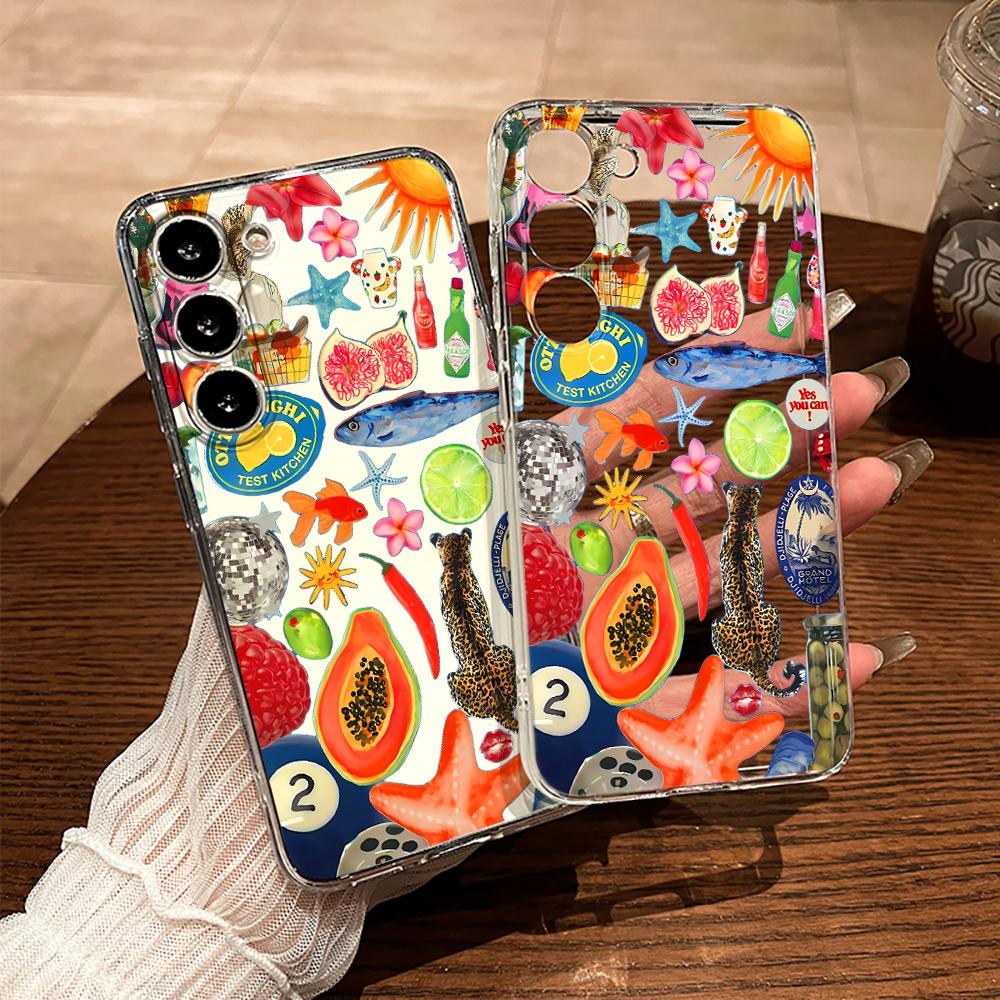 Игривый чехол для телефона с фруктовыми животными для Samsung Galaxy A55 A54 A53 A35 A34 5G Note 20 S25 S24 S23 S22 S21 Ultra FE Plus Бампер Funda