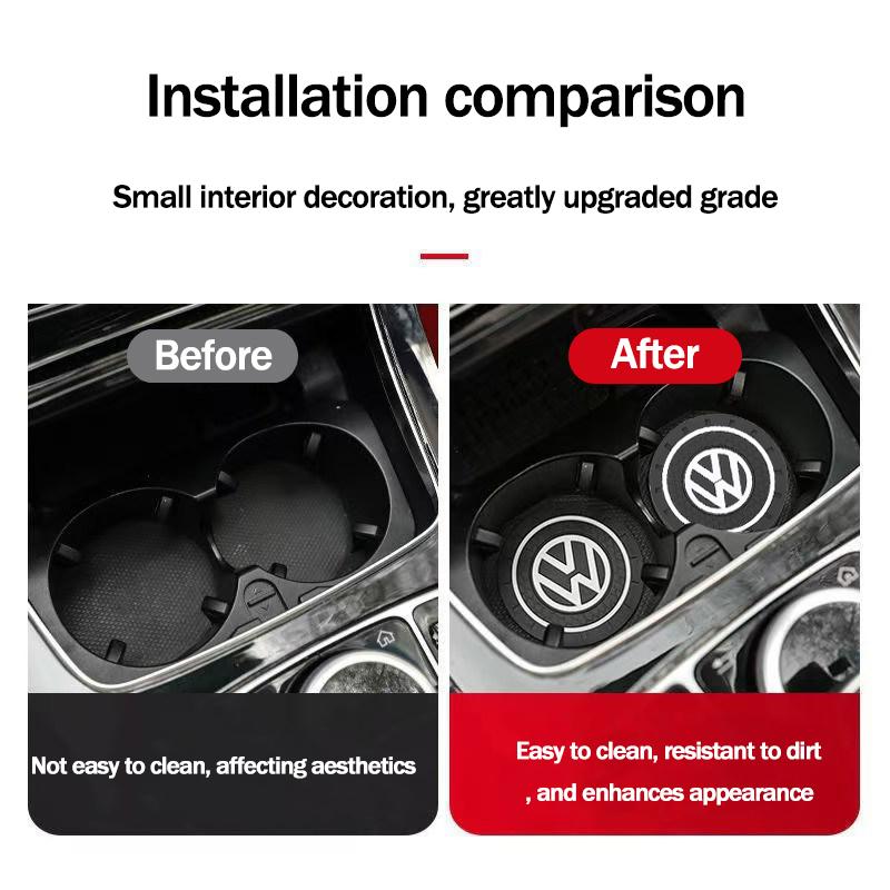 2026 Hot Valve Stems Caps 2Pcs Silicone Coaster Car Water Cup Pad Anti-slip Mat Auto Interior For Volkswagen VW Eos Caddy Scirocco Beetl