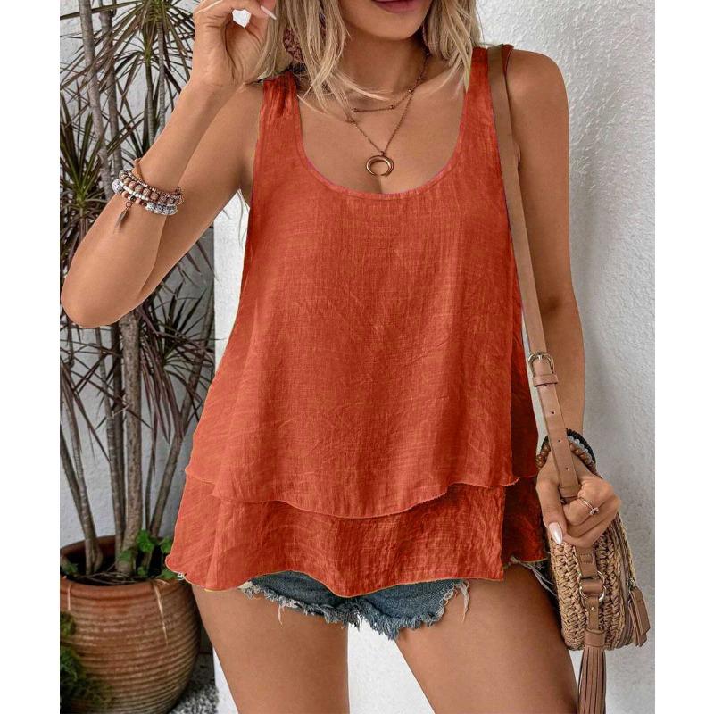 Женская футболка-футляр без рукавов с двухслойным принтом Cake Swing Tail