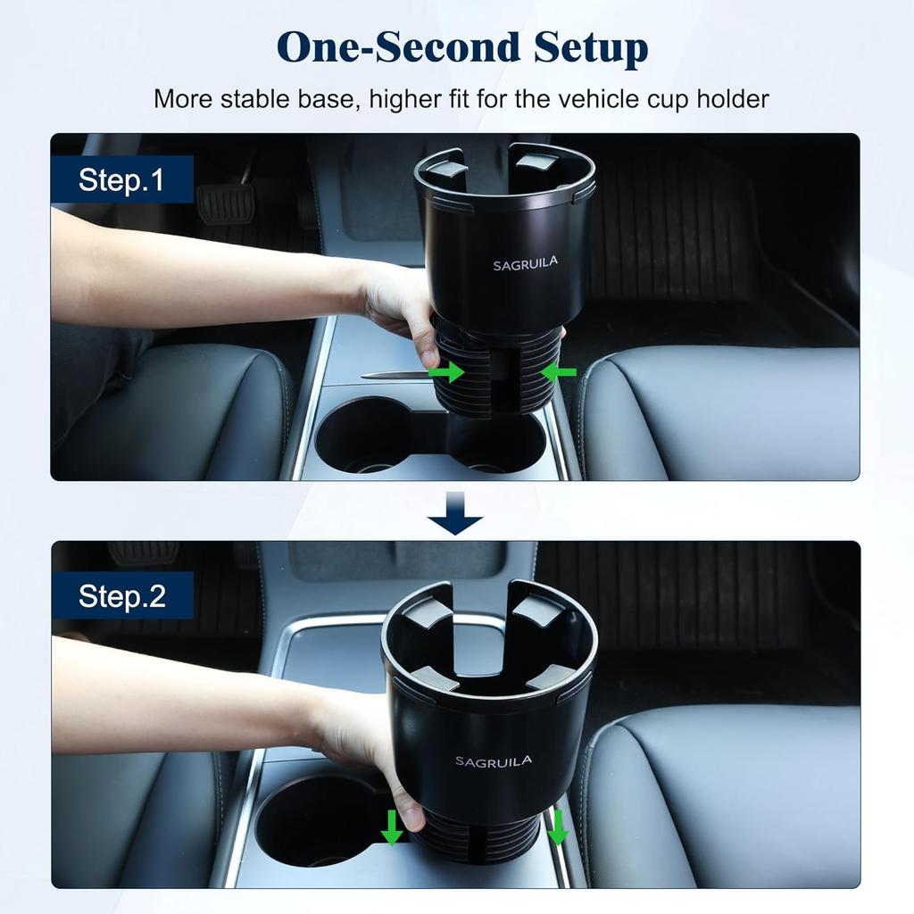 Car Cup Holder Expander, Cup Holder Expander For Car With Stretchable Rubber Base, Large Cup Holder Adapter Compatible With Yeti, Hydro Flask,