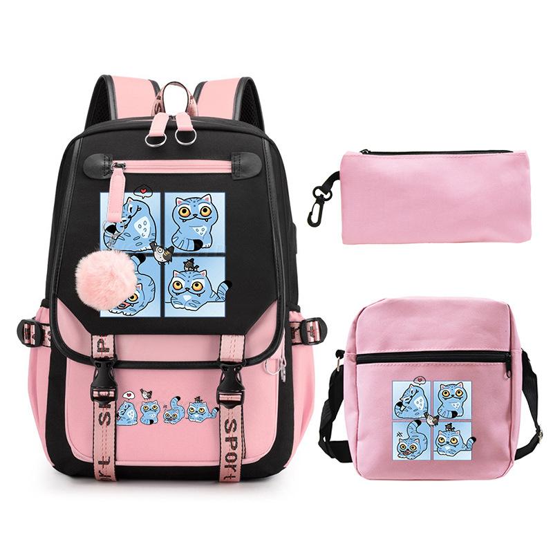 Animation Cartoon Peripheral Printing Children'S Backpack Campus Large Capacity Primary And Secondary School Students Schoolbag Three-Piece Set