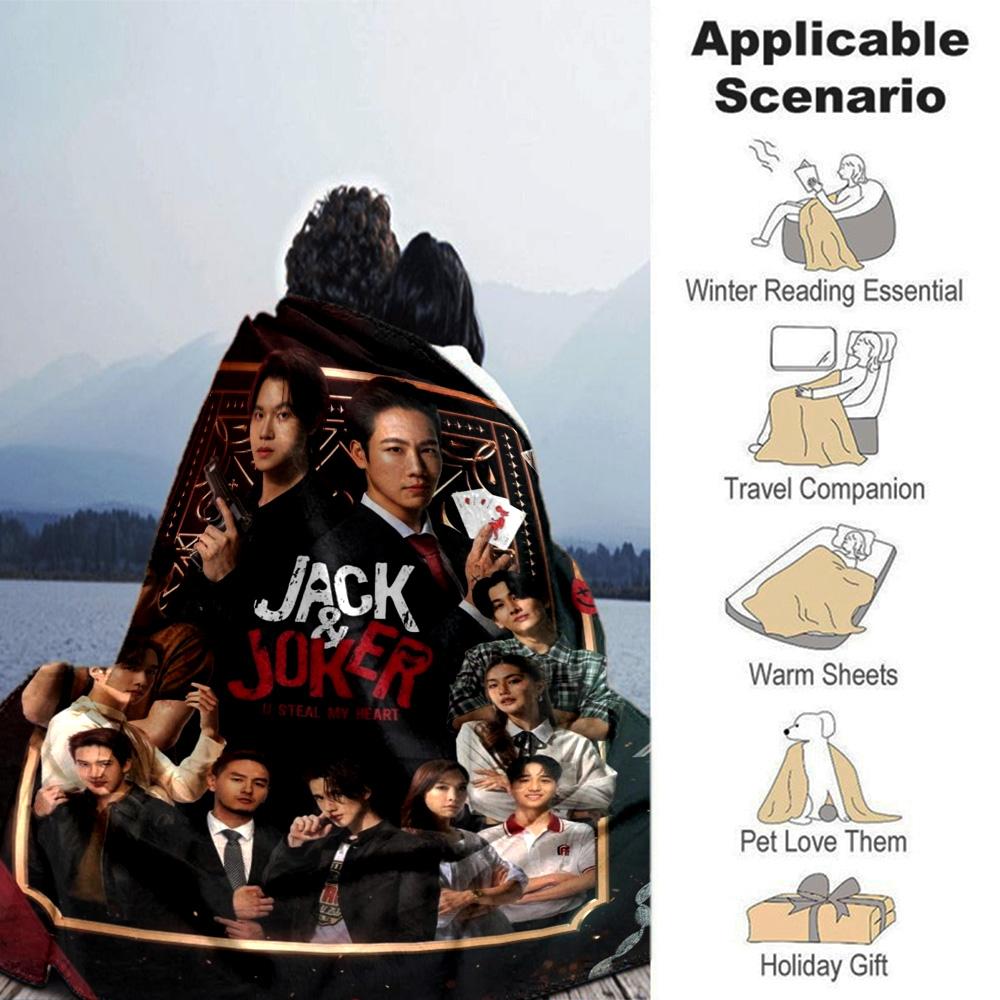 Jack & Joker Thai Drama Character Print Flannel Blanket Soft Warm Throw Blanket Drama Fan Sofa Bed Home Decor