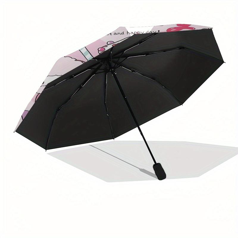 My Melody,Kuromi Automatic Folding Umbrella Simple 8 Rib Design, Bright Cartoon Pattern, Durable Iron Frame, Suitable For Travel, Outdoor, B