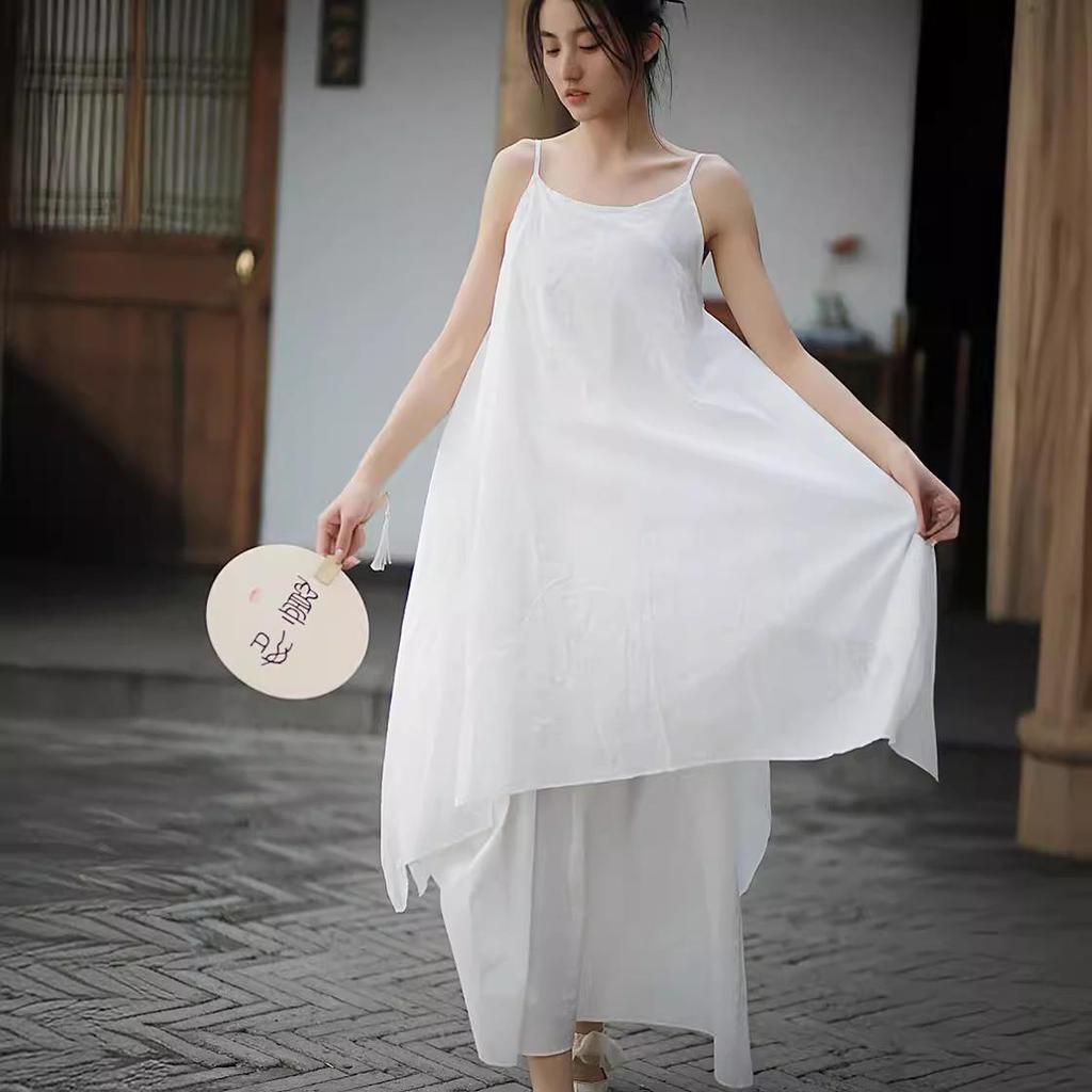 Весна и лето Zen Cotton Двухслойная юбка с неровными подвязками