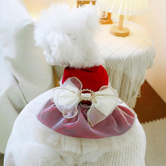 Yousheng Pet Dress Удобное модное платье для собак принцессы с бантом и тяговым кольцом Товары для животных