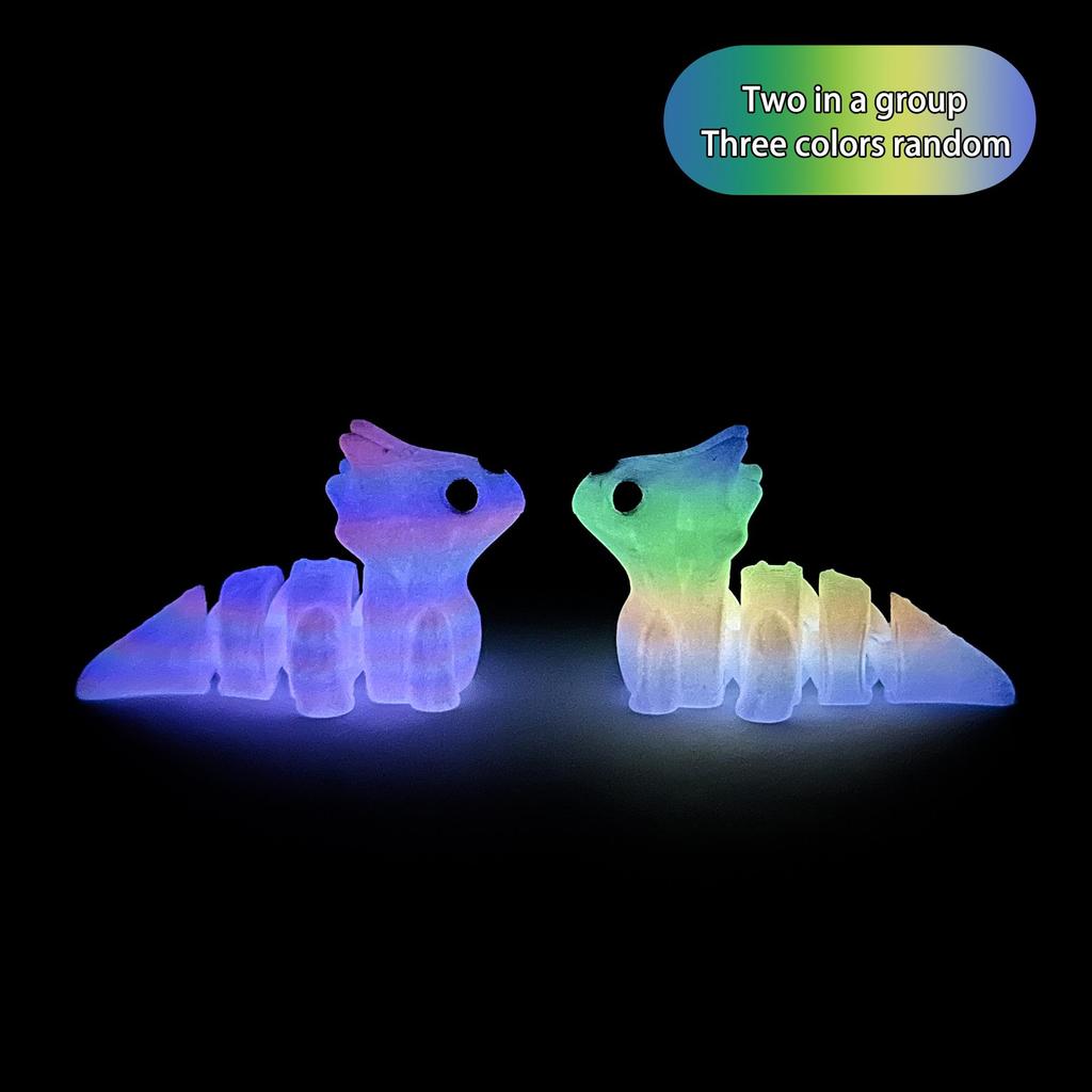 3D Printed Luminous Triceratops Gradient Figurine - Baby Dinosaur Toy with Simulated Chinese Dragon Features