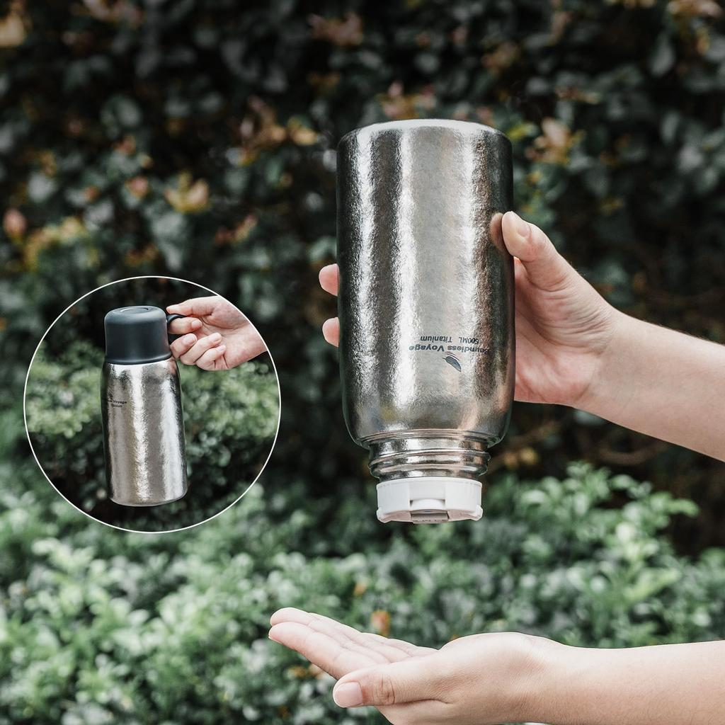 Boundless Voyage Бутылка из титана, термос для воды, 600 мл, большая емкость, двухстенная, вакуумная, изоляционная бутылка, бутылка из титана, прочная