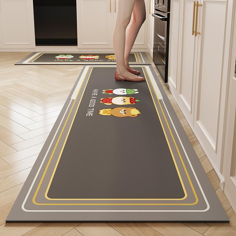 Кухонный коврик ПВХ кожа Нескользящие коврики для ног Водонепроницаемый Маслостойкий Домашний декор Ковер с цветами Tappeto Cucina Pvc