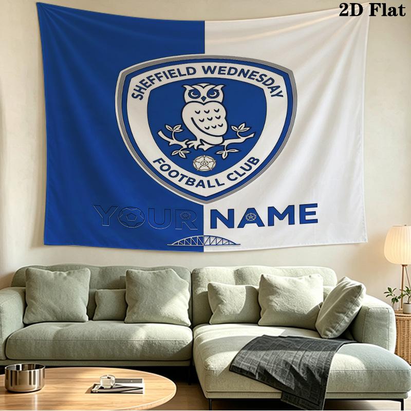 Custom Name Sheffield Wednesday Printed Tapestry – Wall Hanging for Bedrooms, Dorms, and Home Decor