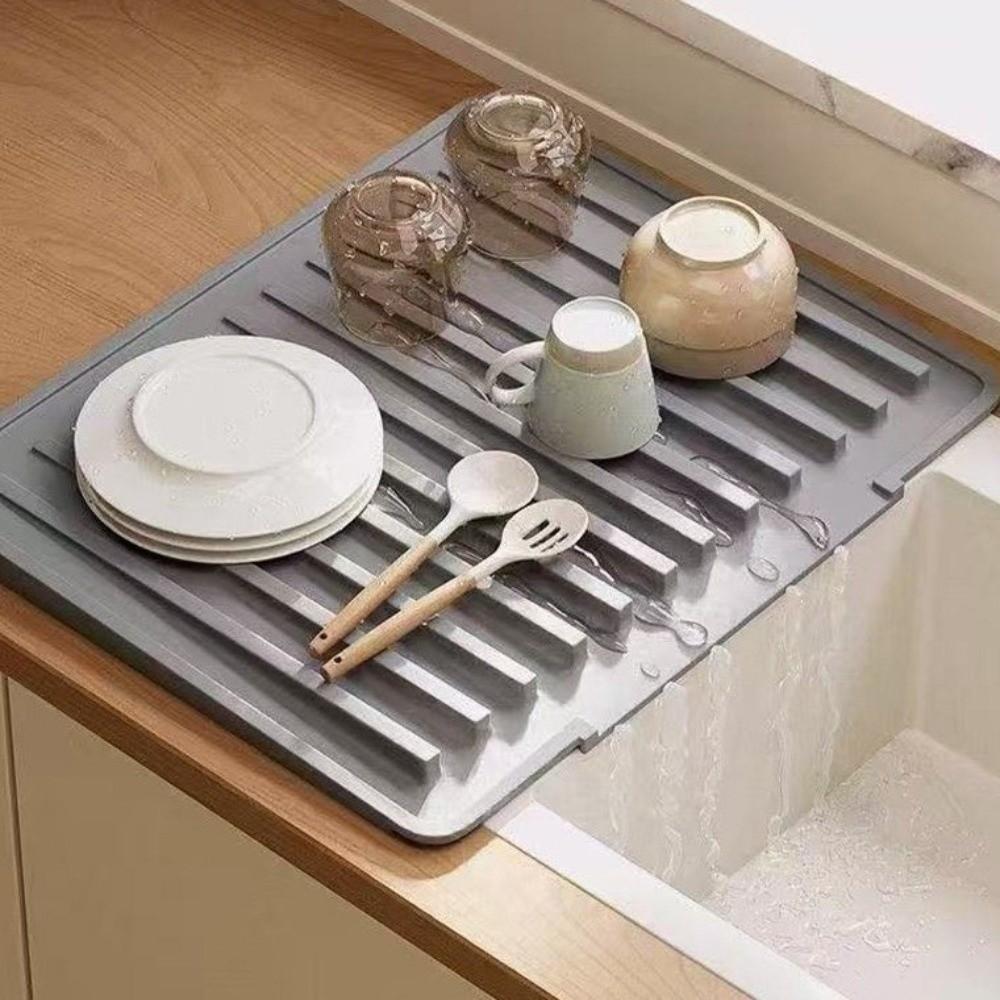 Flexible Thick Silicone Sink Drying Mat Non-slip Kitchen Sink Mat Bowl Plate Draining