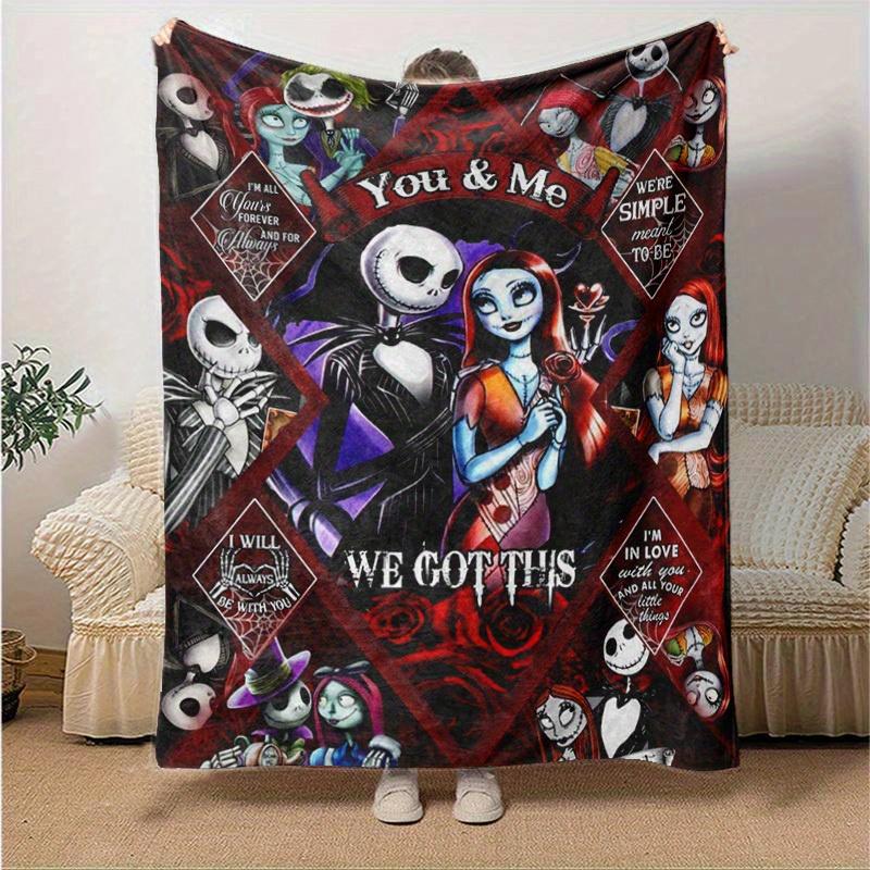 1pc. Nightmare Before Christmas Jack & Sally Romantic Quote Blanket, Perfect for Home Decor, Gift Idea, All Seasons Use, Cozy Throw Blanket