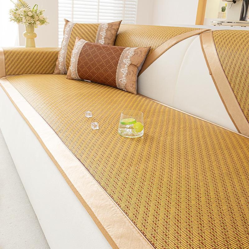 New Chinese Retro Sofa Mat Cushion Cool And Breathable Summer Straight One-Piece Rattan Mat Sofa Cushion