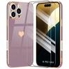 Protective Case - BOOLING - for iPhone 16 Pro Max - Hybrid Silicone Purple - Heart Pattern - 2 Tempered Glasses