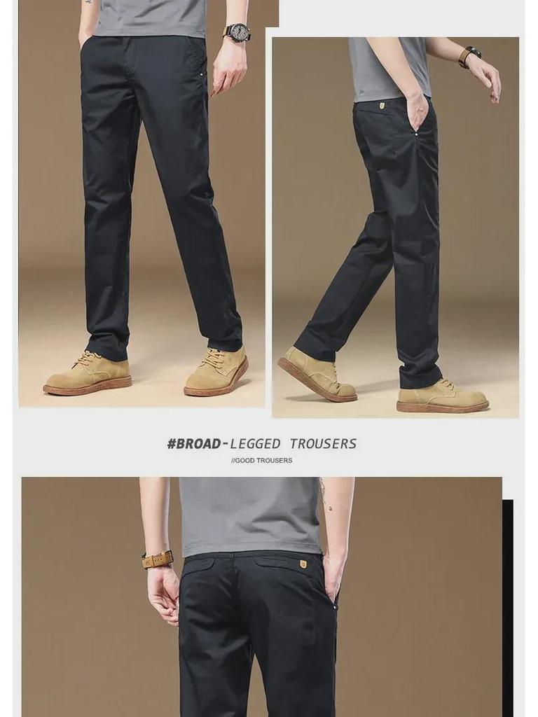 Men's Hong Kong 2025 Spring/Summer Pure Cotton Loose Straight Business Trousers