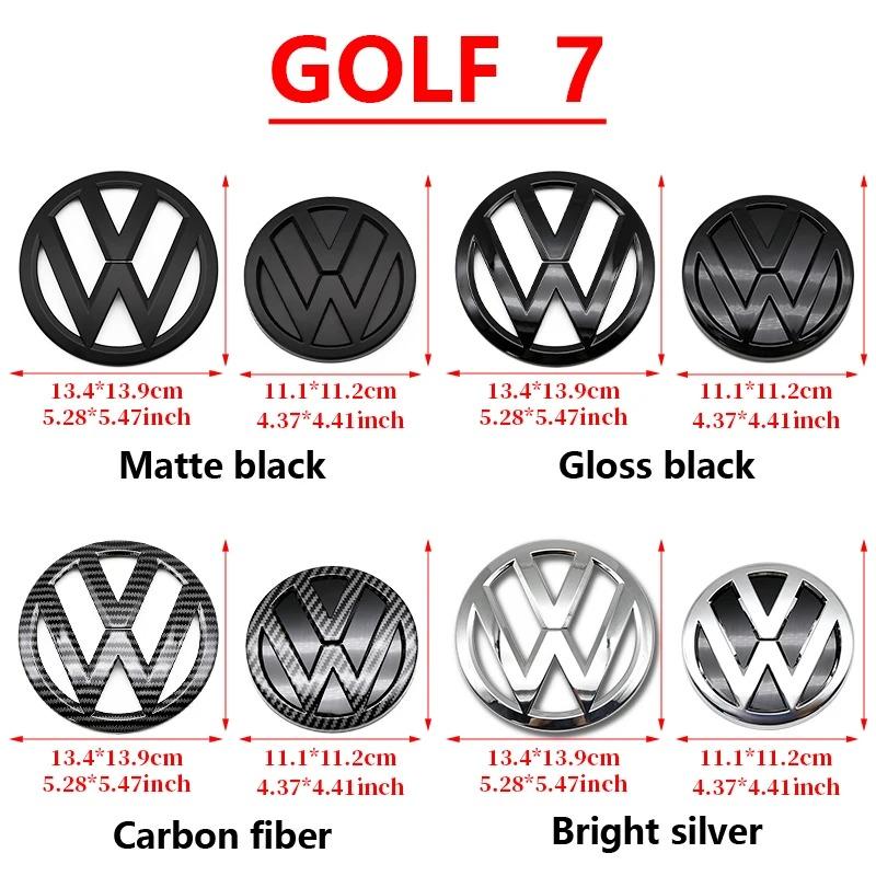 For Volkswagen Chrome Silver/Glossy Black Front Radiator Grille & Rear Trunk Lid Emblems for VW Golf 7 (2014 - 2017) - Auto Badge Accessories