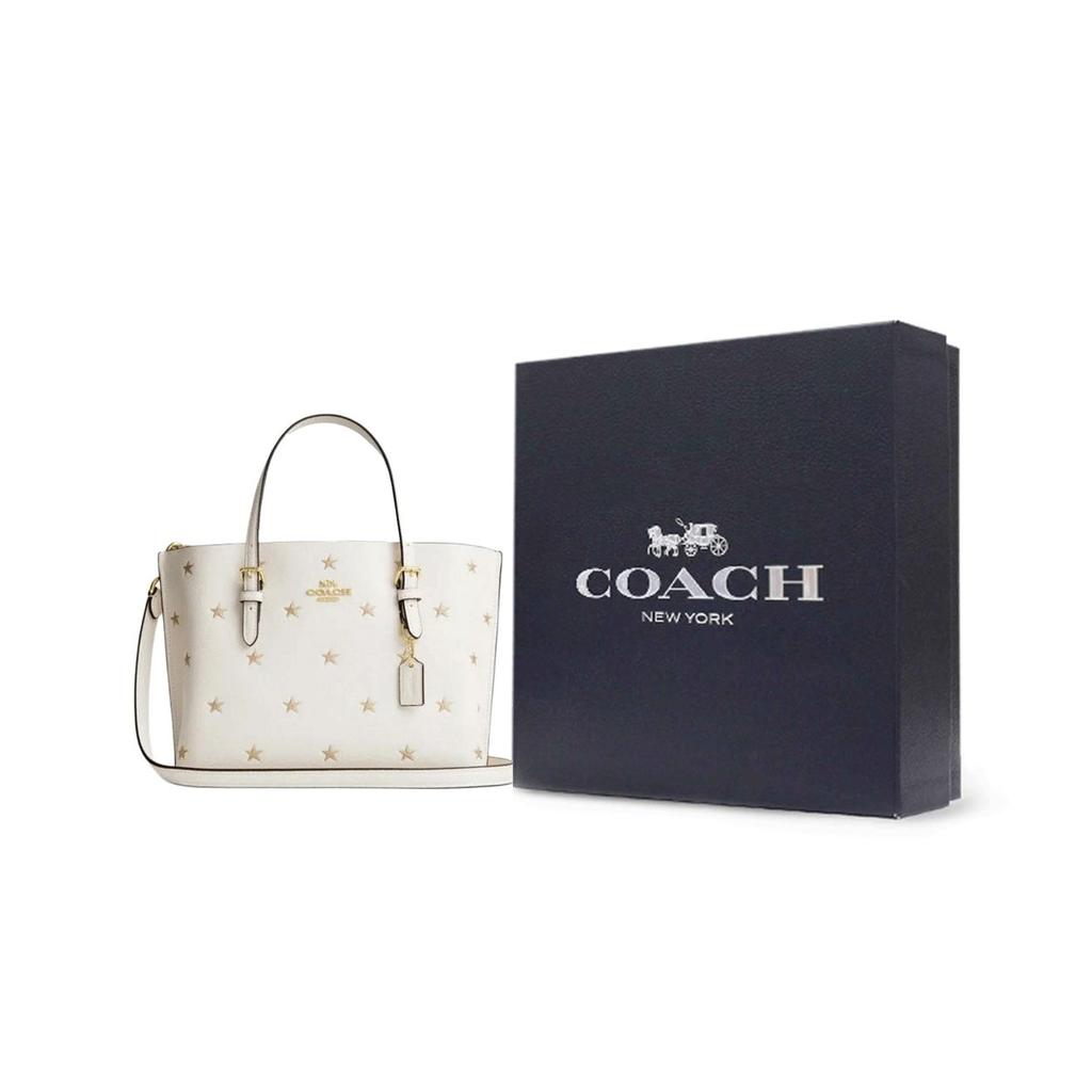Coach Mollie Logo Star Print Leather Tote Bag Women tote Chalk White CW022-IMCAH