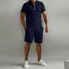 Summer Men's Polo Casual Loose Short Sleeve Shorts Sportswear Fashion Hundred Solid Colour Men's Two Piece Set