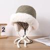 Winter Padded Cap Female Outing Thickened Warm Strapped Ear Protection Cap Northeast Cold Headgear Cap Show Face Small Lei Feng Hat