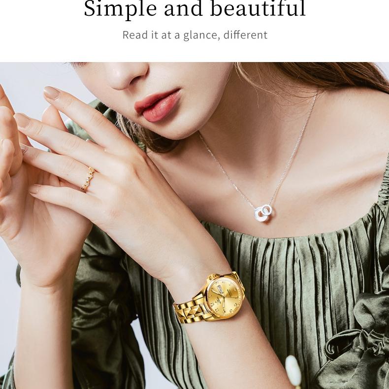 OUPINKE Часы автоматические механические часы стальные модные водонепроницаемые женские часы с двойным календарем женские часы