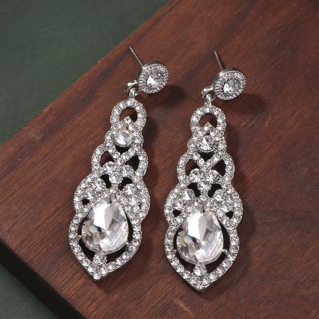 Серьги из сплава в стиле ретро со стразами, высококачественные серьги, повседневные женские украшения, легкие и роскошные свадебные серьги