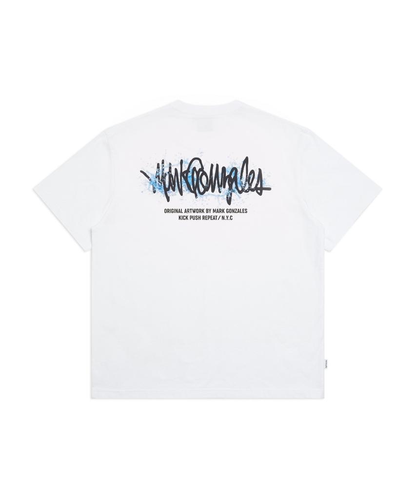MARK GONZALES Water Next Sign Logo Short Sleeve T-Shirt - White