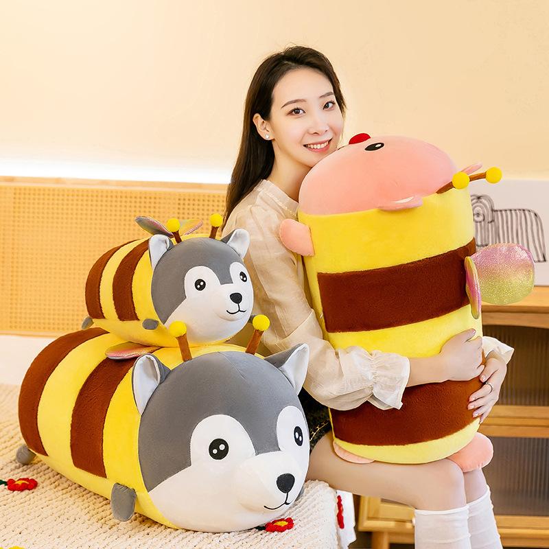 Новая плюшевая игрушка New Bee Husky для девочек, подушка-длинная полоска для сна, домашняя кукла-бобр, подушка