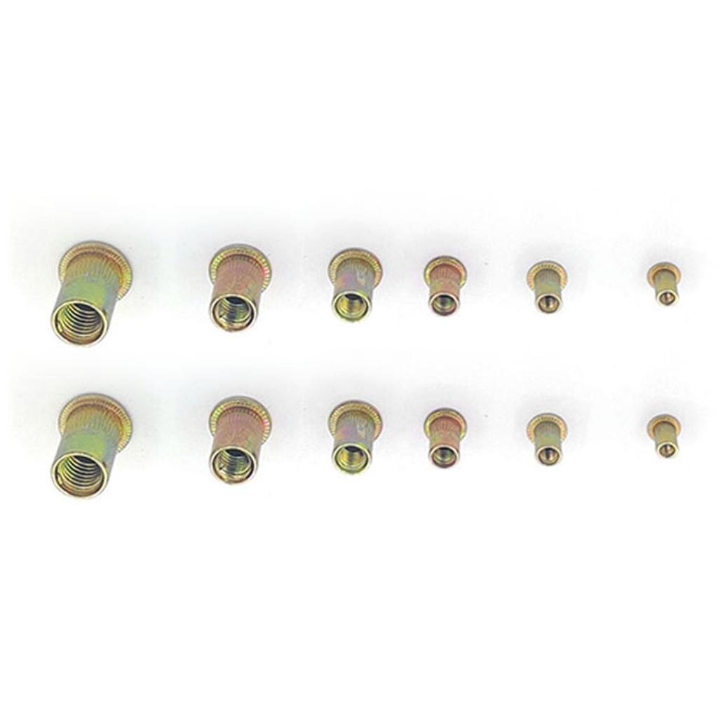 300Pcs Rivet Nut Metric Imperial Combination Set Color Plated Zinc Carbon Steel M3‑M8