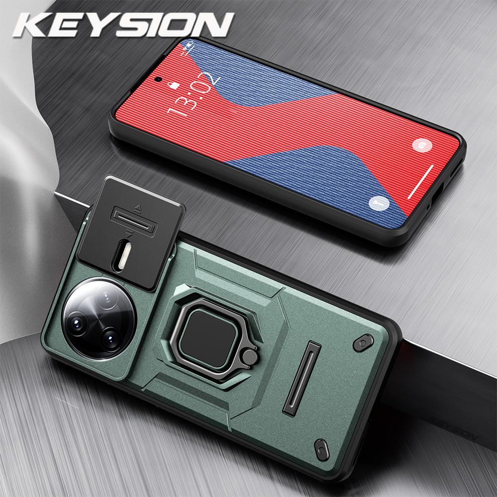 KEYSION Противоударный защитный чехол для POCO F7 Pro Slide Camera Защитное кольцо для объектива Подставка для телефона Задняя крышка для Xiaomi POCO F7 Ultra