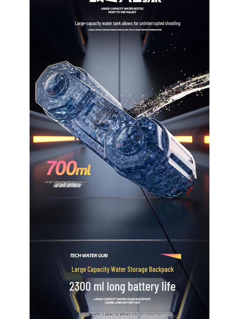 Электрический Брызгающий Водяной Пулемет Гатлинг с Управлением Голосом и Мигающими Элементами для Детей - Летняя Игрушка с Быстрой Стрельбой