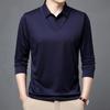 Новая поддельная мужская футболка с длинными рукавами из двух частей, весна-осень, повседневная однотонная рубашка-поло для людей среднего и пожилого возраста