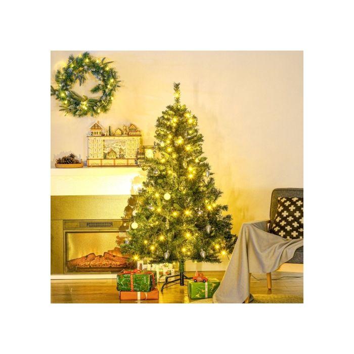 HOMCOM Sapin de Noël artificiel, décorations incluses 95 cm x 95 cm x 150 cm, vert